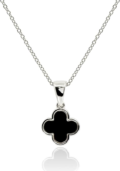 Four Leaf Clover Necklace for Women Dainty White Black Pink Blue Mint Green Crystal Lucky Clover Pendant 14K Gold Plated Jewelry Gifts [CVRN]