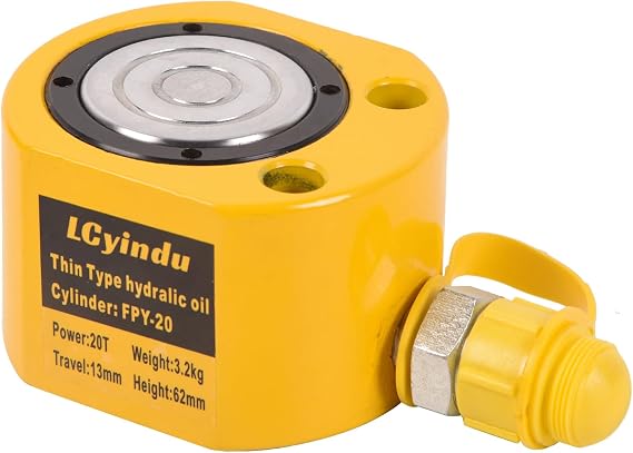 20T Low Profile Stroke Hydraulic Ram Cylinder Jack 0.51" Stroke FPY-20 Single-Action Lifting Cylinder Jack Mini Protable Porta Power Ram for Machinery and Industry