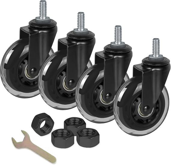 3" Caster Wheels Heavy Duty Set of 4 with M10-25 Threaded Stem