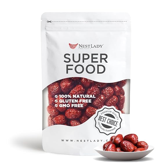 NESTLADY Natural grown dried jujube date,red date, hongzao, herbal healthy food, used for cooking,dessert, tea, etc. Net Weight: 200g/7.05oz...