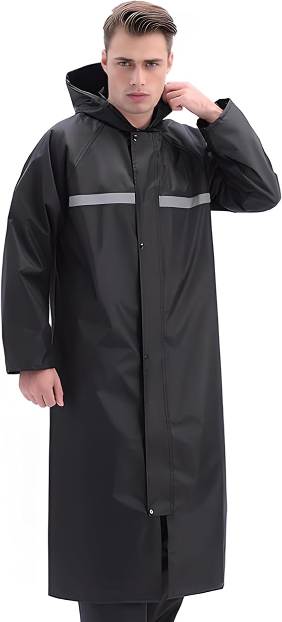 Adults Rain Coats,Reusable Waterproof Long Rain Jacket,Reflective one-piece Raincoat,Waterproof Rain Ponchos with Hoods