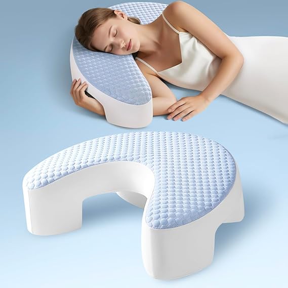 Side Sleeper Pillow for Adults with Arm Hole (Blue,17.5"x21")
