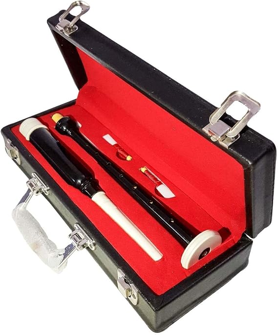 Scottish Great Highland Bagpipe Practice Chanters - Imitation Mounts and Silver Plain Mounts with Natural & Black Finish Options (Black Finish Chanter)