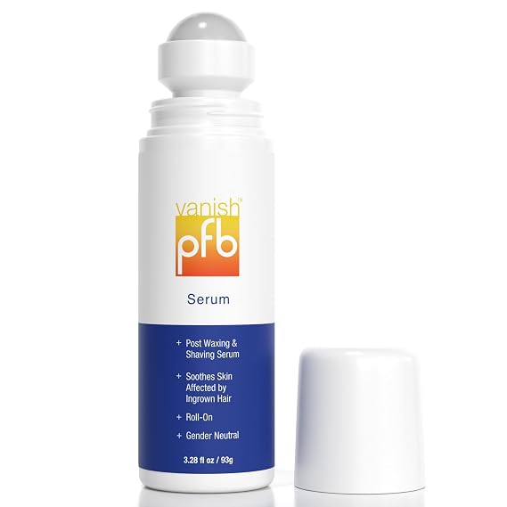PFB Vanish Razor Bump Treatment (3.28 oz) After Shave Serum Smoothing Solution Ingrown Hair Treatment, Relieves & Softens Skin, AHA & BHA, Dark Spots & Ingrown Hair Roller For Men and Women