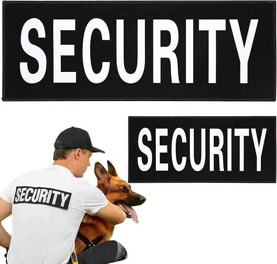 Security Patch 2 Pack Reflective Security Patch Hook and Loop Durable Fabric Patches with Reflective Printed Letters for Officer Guard Custom Uniforms Vest, Jacket, Carrier, Hat, 1Small and 1 Large