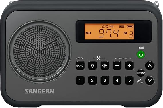 Sangean PR-D18BK AM/FM/Portable Digital Radio with Protective Bumper (Gray/Black) Black/Grey