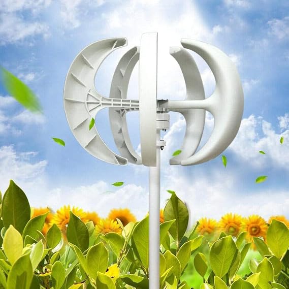 Efficient 400W 600W 800W 1000W 1200W Vertical Wind Turbine Generator Kit, 12V 24V Lantern Vertical Wind Turbine Kit 5 Blade with Controller for Home,12V-1200W