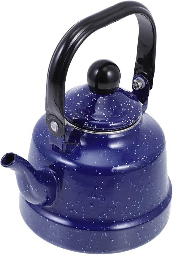 VALICLUD Enamel Teakettle for Boiling Water Decorative Teapot Removable Infuser Stovetop Safe for Tea Serving and Camping