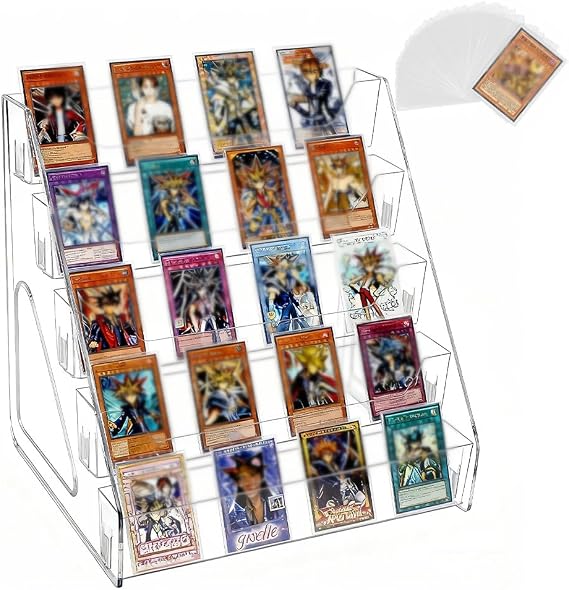 Acrylic Card Display Stand 12in Card Display Rack Organizer Portable Christmas Greeting Cards Holder Versatile Displays Clear 5-Tier for Greeting Postcards Trading Sports Business Cards