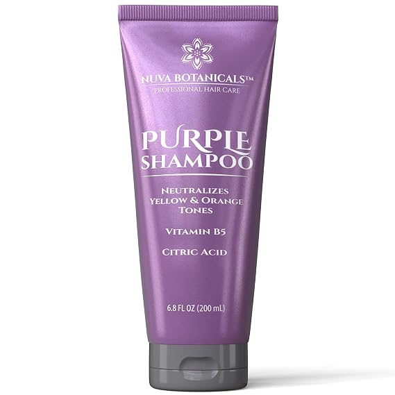 Nuva Botanicals Purple Shampoo for Blondes - Shampoo for Gray Hair for Women Removes Brassy Tones from Hair - Blonde Shampoo with Vitamin B5 - Hair Toner for Bleached Hair 6.8fl oz