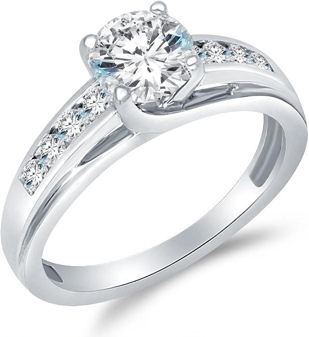 Solid 925 Sterling Silver Engagement Ring Solitaire Round CZ Cubic Zirconia 1.5ct