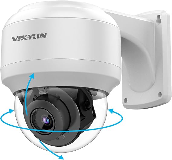 VIKYLIN 4K PTZ Outdoor Camera 8MP IP POE with 2-Way Audio, Pan Tilt 5X Optical Zoom2.7~13.5mm Lens Security PTZ Dome,HumanVehicle Detection,132ft IR,SD Slot 512GB,IP66,NDAA Compliant