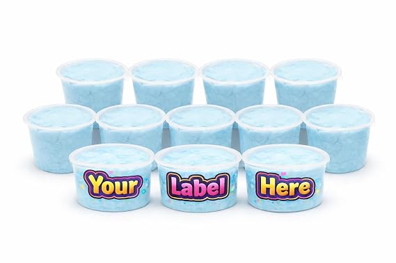 Cotton Candy Clear Tubs - Customizable - 12-Pack (1.25 oz ea) | BLUE RASPBERRY | Sticker-Ready Party Favors, Gifts | Lupy Lups!