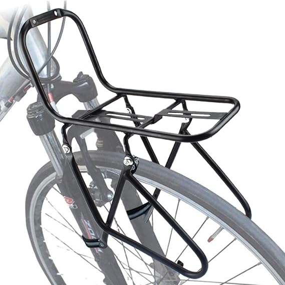 Front Bike Rack, 15KG Capacity Bicycle Luggage Rack Universal Cargo Carrier for Mountain/City Bike, Heavy Duty Touring Pannier Stand