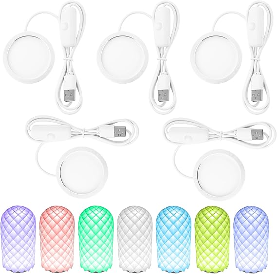 5 Pcs LED Lamp Kit Compatible with Bambu Lab X1C/P1P/P1S/X1/X1E/H2D 7 Colors Adjustable 5V USB Powered LED Light Kit for Kitchen Office Dorm (7 Colors 5Pcs)