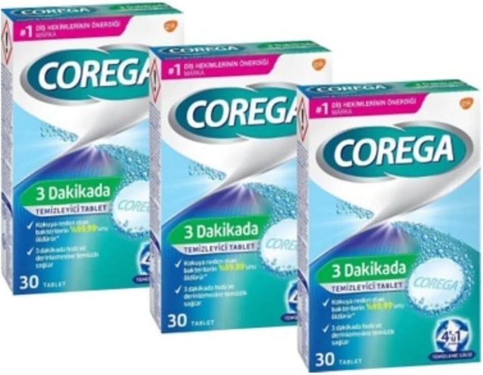 Corega 3 Dakikada Diş Protezi Temizleyici 30 Tablet X 3 adet