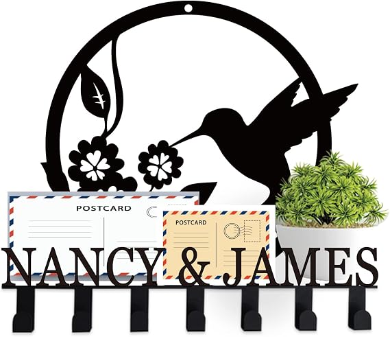 Mail and Key Holder for Wall, Hummingbird Holder Organizer with Hook, Key Hanger Decor for Kitchen, Entryway, Hallway, Office, Doorway Housewarming Gifts New Home