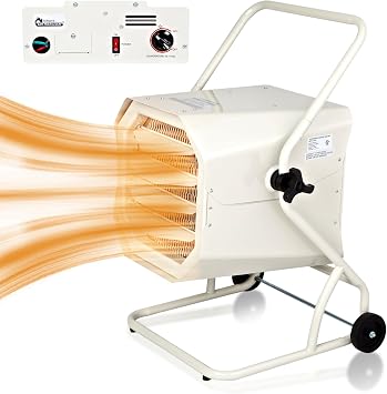 Dr. Heater Dr. Infrared DR-910M 10000-Watt 240-Volt Heavy-Duty Hardwired Shop Garage Heater with Cart and Adjustable Thermostat,White