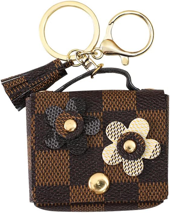 Earphone Bag Keychains Leather Flower Headphone Bag Keychain Pendant Cute Bag Key Chains Charms