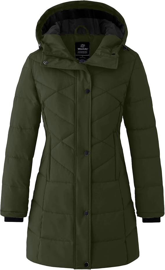 wantdo Women's Winter Waterproof Puffy Coat Long Puffer Jacket
