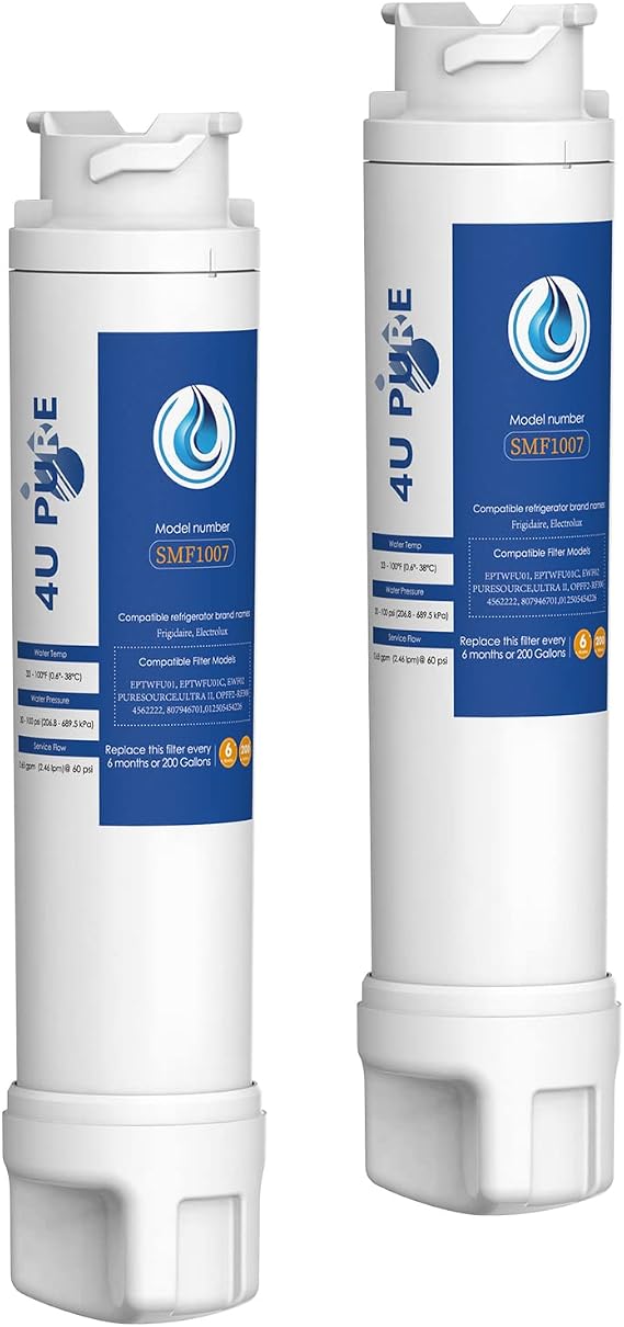 EPTWFU01 Water Filter, Replacement for Frigidaire EPTWFU01, ur Sur Ultra 2, EWF02, 012505454226 Refrigerator Water Filter, Pack of 2