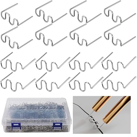 DLronwey 1000pcs Plastic Welding Staples, 2 Types Hot Staples for Decoration, Auto Repair, Architectural Modelling, Toy Manufacturing, Etc.