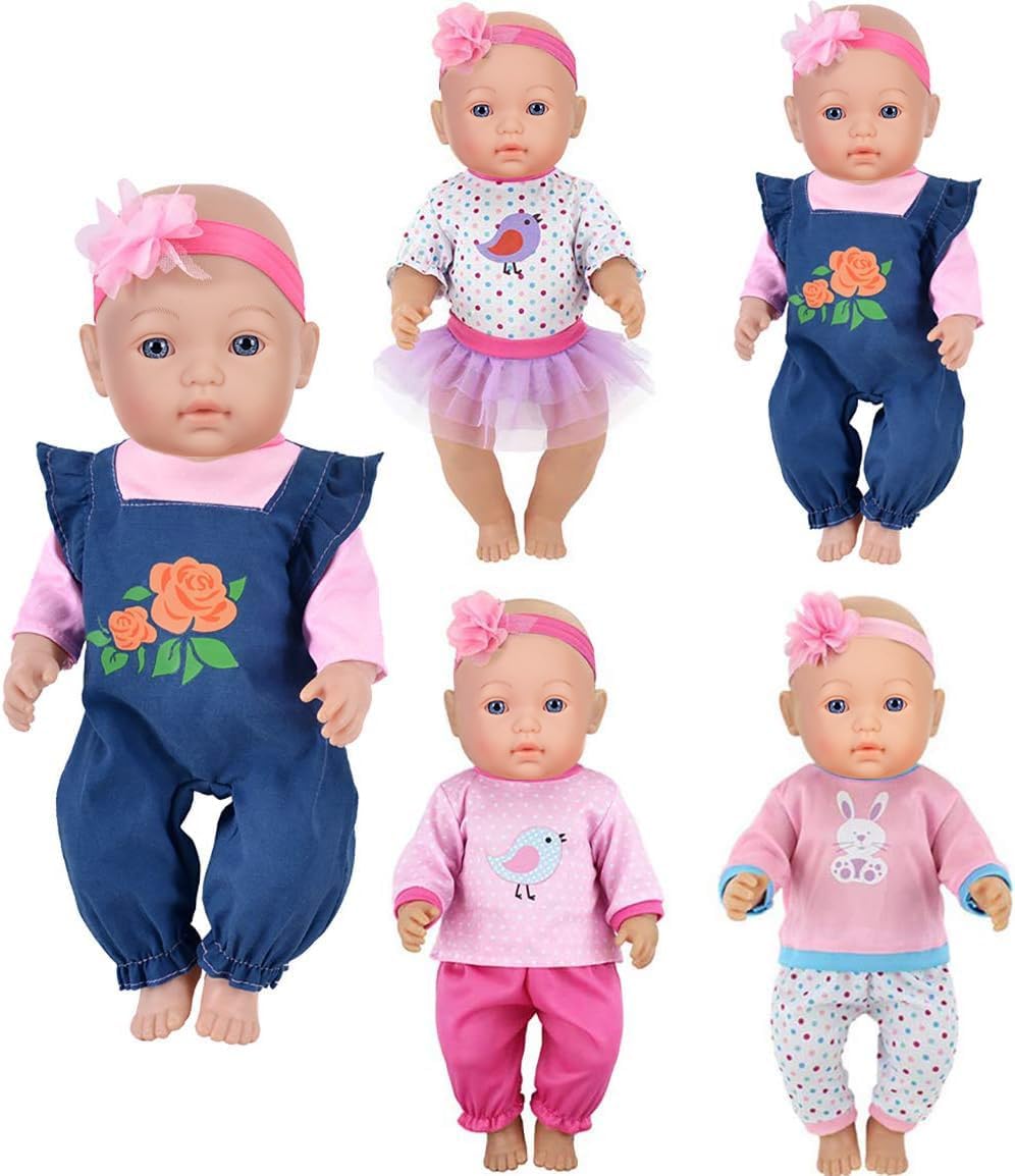 Doll Clothes 4 Sets Doll Fashion Outfits Fit for 14-16 inch Baby Dolls,43 cm New Born Baby Dolls,15 inch Dolls,18 inch Dolls Doll is not Included