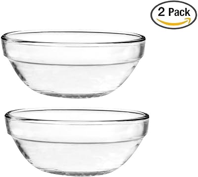 Stackable Serving Cooking Mixing Prep Clear Glass Bowl, Choose the size and quantity you need2, 6.7 inch