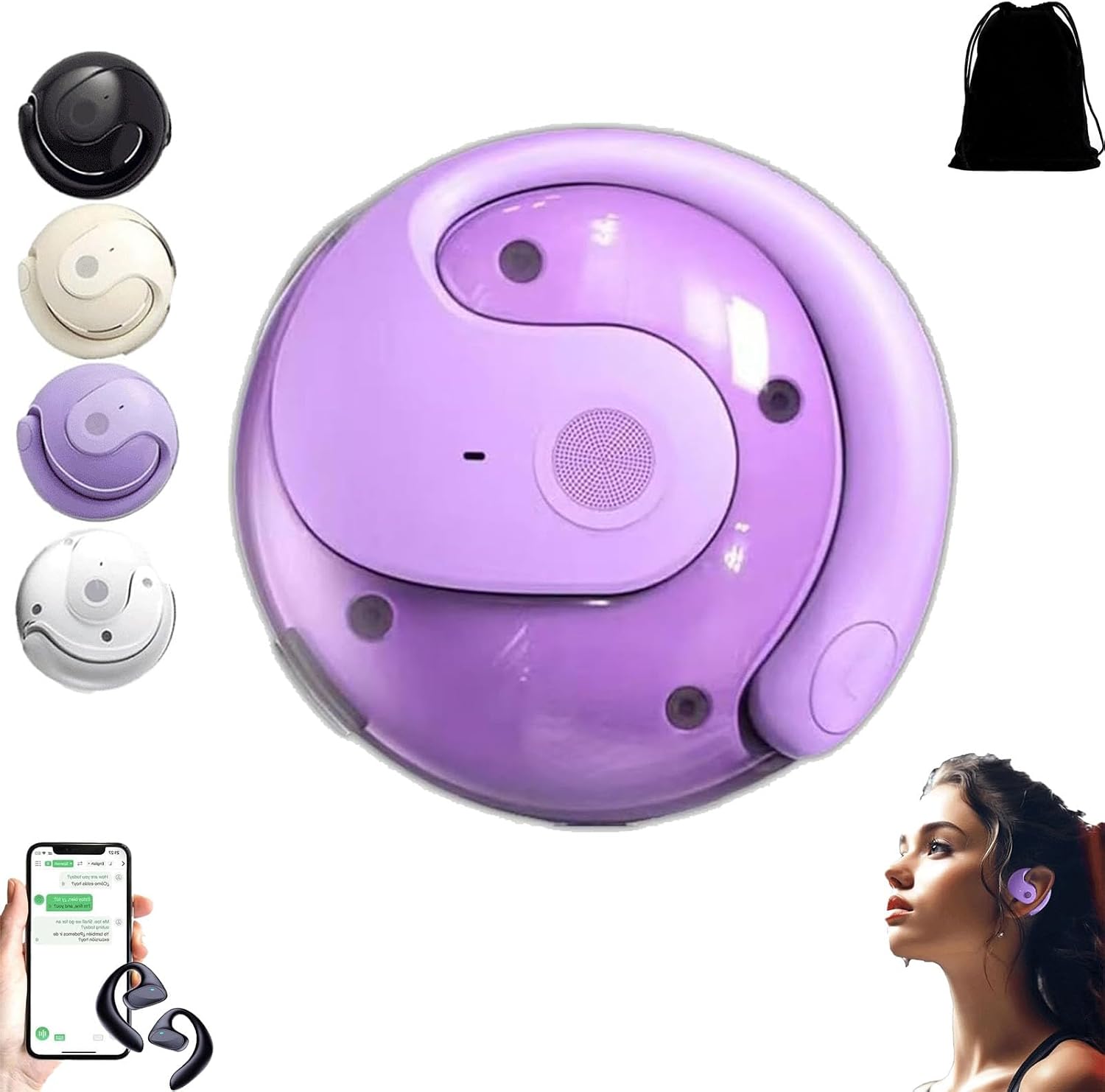 Delighteal Ai Earbuds, Delighteal Ai Translation Earphones, Ai Translation Wireless Ows Bluetooth5.4 Earphones, Translation Earbuds Real Time, Supports 146 Languages Purple