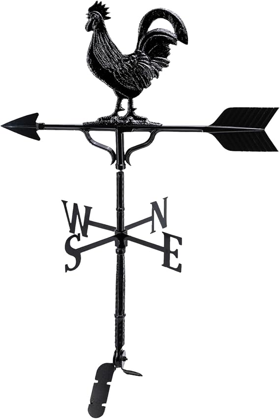 Montague Metal Products 32-Inch Weathervane with Satin Black Rooster Ornament