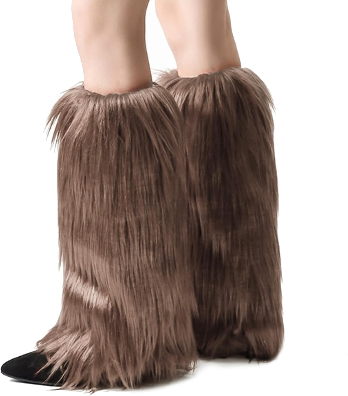 Peecabe Winter Women Faux Fur Fluffy Leg Warmers Fuzzy Long Boot Covers Furry For Christmas