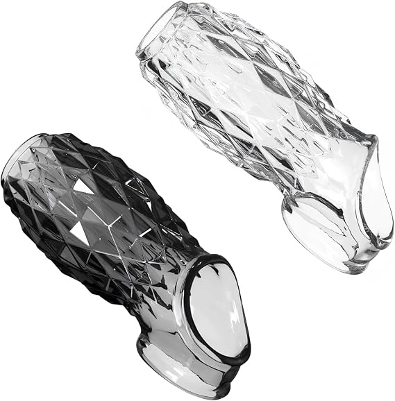 Bigger 2PC Men Penisen Largement Tool Extendors Sleeve, 35% Girth Enhancer - Best Gift (Black+Transparent, 5 in)