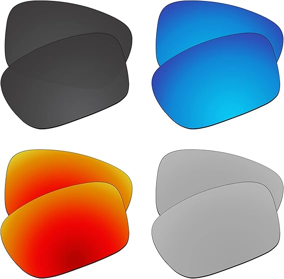 EZReplace Lenses Replacement for Oakley Latch SQ OO9353 Sunglasses (Polarized Lenses) - Fits Oakley Latch SQ Frame (Carbon Black+Ice Blue+Fire Red+Metal Silver)