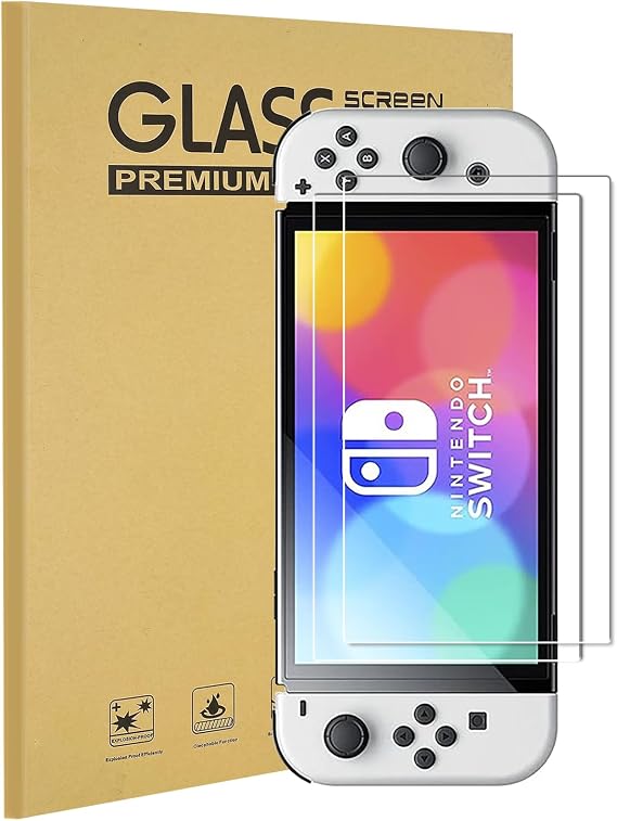 KEANBOLL Nintendo Switch OLED model 2021 ile uyumlu 2'li Paket Temperli Cam Ekran Koruyucu, Ultra Net ve 9H Sertlik ve Çizilmeye Dayanıklı ve Kolay Kurulum