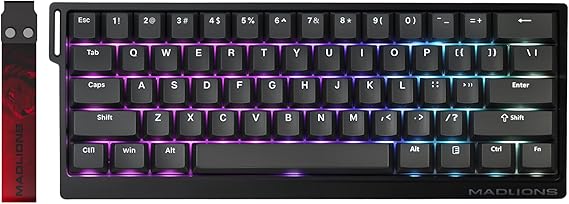 Hyekit x FGG MADLIONS MAD 60 HE RGB PRO 60% Wired Magnetic Switch Gaming Keyboard with Adjustable Actuation, 8K Hz Polling Rate, Rapid Trigger Mode, Hall Effect Switches, for PC/Mac, Black