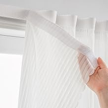 White Gauze Curtains Sheer Self-Adhesive, Translucent Privacy Panel, Fold-Up Portable Curtain No Drill (44" W x 63" L,White,2 Panels)