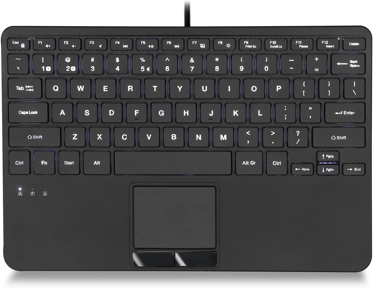 Perixx PERIBOARD-425 Keyboard with Touchpad, Wired Mini USB Backlight, 2 USB Hub, English Layout