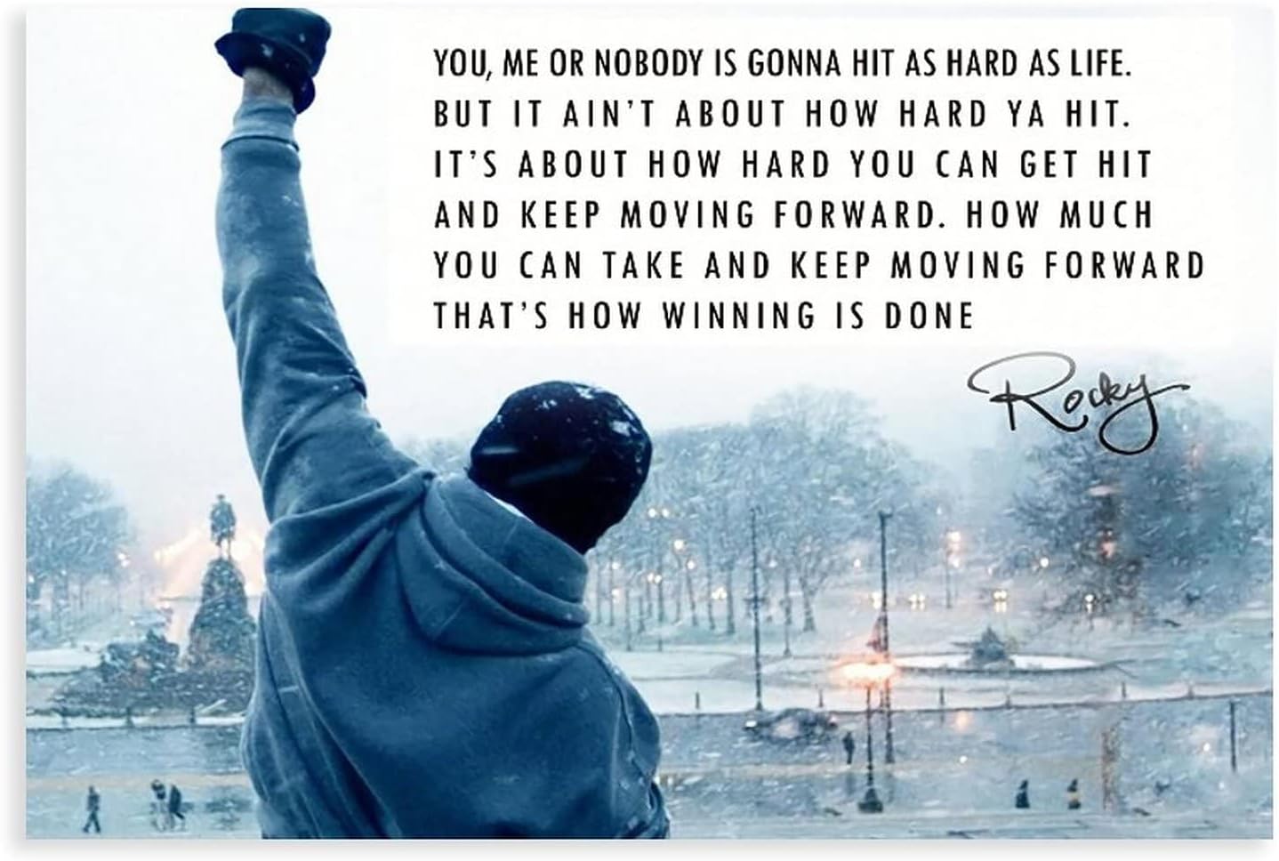 Shruan The Movie Rocky Balboa Motivational Boxing Inspirational Quotes Canvas Poster Bedroom Decor Sports Landscape Office Room Gift Unframe-style 12x18inch30x45cm