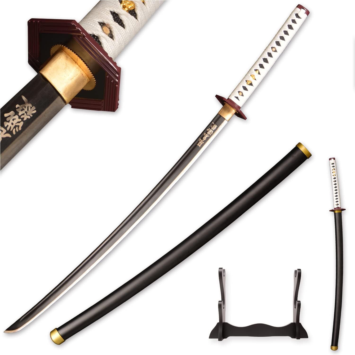 Sword fort Sharp Full Tang Katanas High Carbon Steel Demon Slayer Sword Real Metal About 41inch-Tempered Hand Forged Anime Samurai Sword