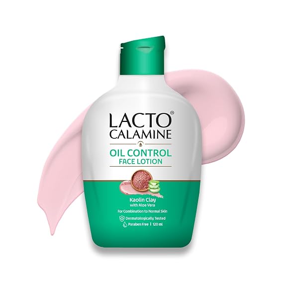 Lacto Calamine Face Moisturizing Lotion for Normal to Combination Skin | Excess Oil Absorbing & Pore Refining Moisturizer | Mattifying & Non Greasy | 4.06 Fl Oz/120ml