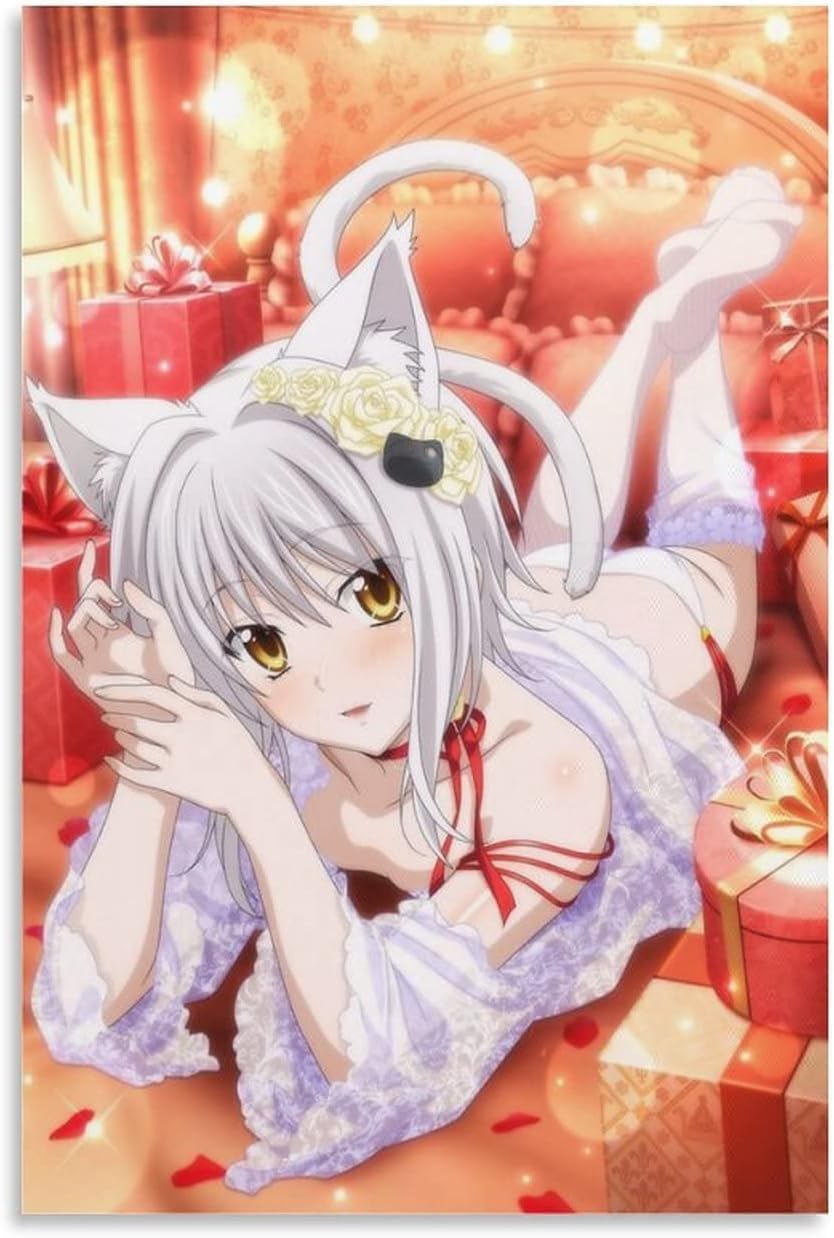 High School DxD Poster Toujou Koneko Painting On Canvas Wall Art Poster Scroll Picture Print Living Room Walls Decor Home Posters 12x18Unframe