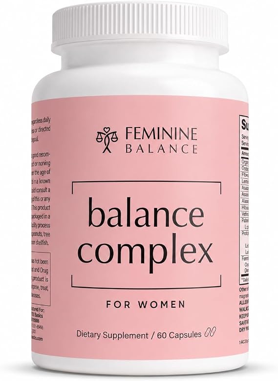 Balance Complex 17-in-1 Vaginal Probiotic, 100 Billion CFU, pH, Odor, Flora | Probiotics for Women, 5 Strains, with Prebiotic, Cranberry & D-Mannose, Vegan, Non-GMO, 60 Capsules, 30-Day Supply