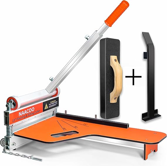 13" Laminate Floor Cutter + Heavy Big Tapping Block + Heavy Pull Bar Flooring Tool, Vinyl Floor Cutter with Wheel, Just 1 Step Meet Angle&Length Cutting, Cuts Vinyl Plank, Engineer Wood, LVP/T, VCT