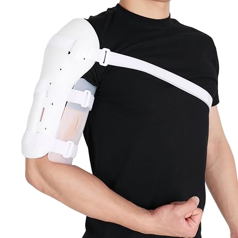 Orthomen Humeral Shaft Fracture Splint, Breathable Sarmiento Brace for Upper Arm Recovery, Lightweight Humerus Immobilizer with Shoulder Strap for Men & Women (XL)