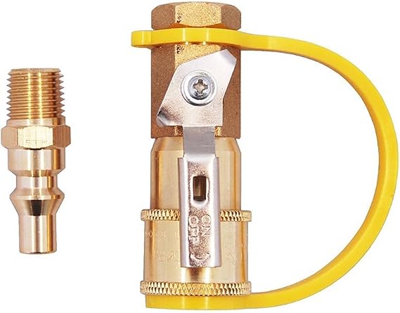 KIBOW 1/4" Quick Connect Kit for Propane/Natural Gas Systems-Safety Shutoff Valve & Full Flow Male Plug