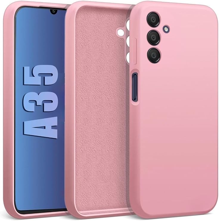 CONSTRAIN Samsung Galaxy A35 ile uyumlu Kadife Astarlı Pembe Mat Silikon Kılıf – İnce & Esnek, Leke ve Suya Dayanıklı