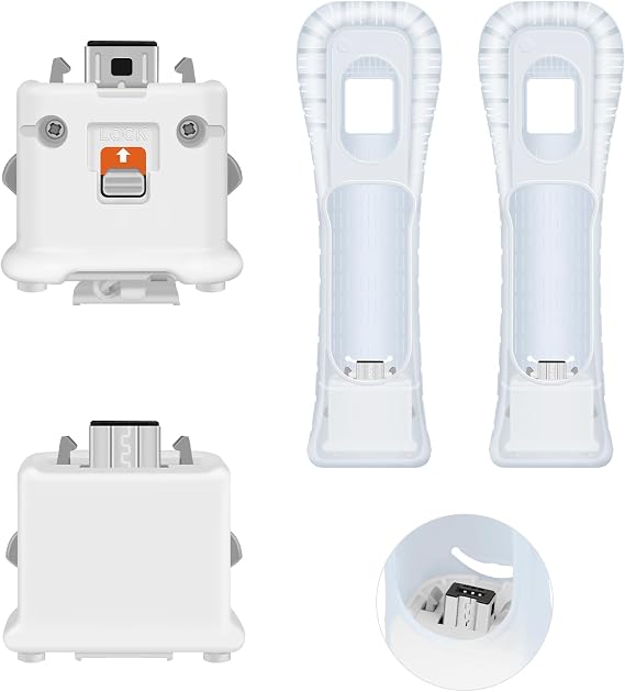 2 Pack Motion Plus Adapter for Wii Remote Controller, External Motion Sensor Accelerator Attachment with Silicon Case for Wii Remote Controller