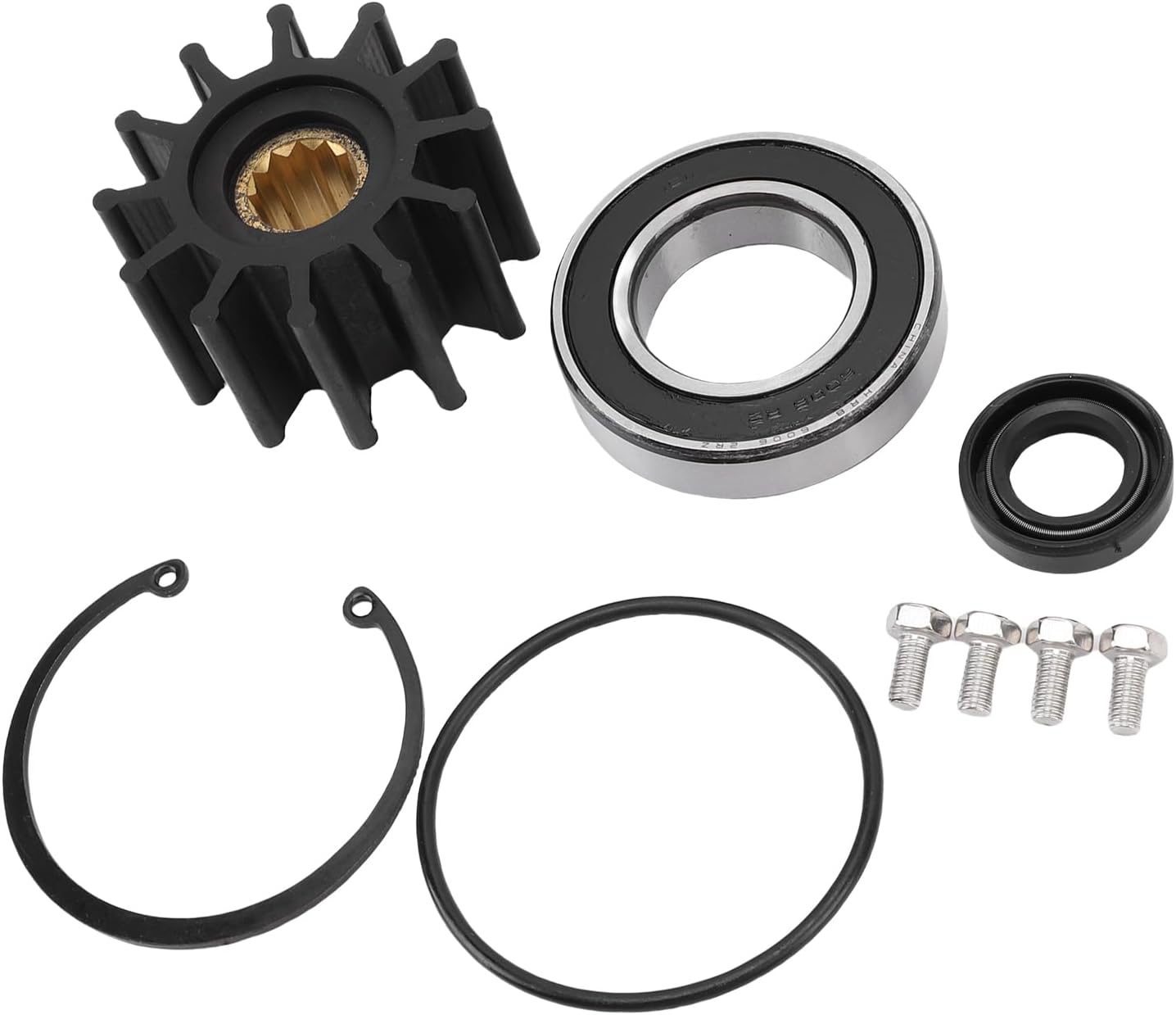 Water Pump Impeller Kit, Stainless Steel and Rubber Sea Water Pump Repair Kit, Compatible with 21214596 and 3858229 for Outboard Engines