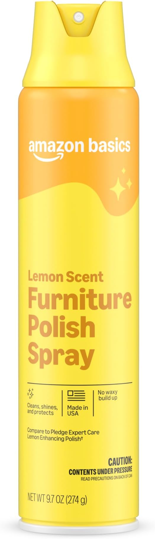 Amazon Basics Lemon Scent Multi-surface Furniture Polish Spray, Cleans, Shines & Protects, No Waxy Build-up, 9.7 OZ, Pack of 1