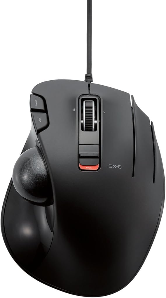 ELECOM EX-G Trackball Mouse, Wired, Thumb Control, Ergonomic Design, Functional 4-Buttons with Smooth Tracking, 32mm Gray Ball, Windows11, macOS (M-XT2URBK)